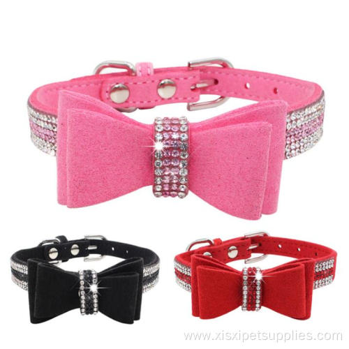 Hot Selling Fashionable Luxury Bowtie Rhinestone Dog Collar